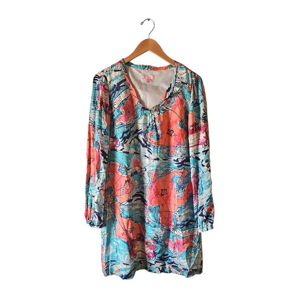 LILY PULITZER Dress Women's 8 Silk X Marks the Spot Connie Mini Cruise Spring - Picture 2 of 8
